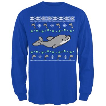 Ugly Christmas Sweater Dolphin Mens Long Sleeve T Shirt