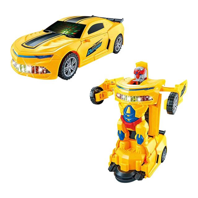 NAOJIE Transformer Car,Rc Cars,Robot Toys,Children'S Light Music Toy Car - Big Yellow Sports Car