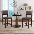 thumbnail image 2 of Costway Set of 2 Upholstered PVC Leather Bar Stools 24.5" Dining Chairs with Back Brown, 2 of 9