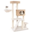 thumbnail image 1 of Gymax Modern Cat Tower w/ Cattail Fluff Condo & Top Perch Sisal Scratching Posts, 1 of 10