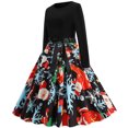 thumbnail image 3 of Fridja Robe Vintage Évasée à Nœud Papillon pour Femmes Mode Manches Longues Imprimé Noël Fête, 3 of 7