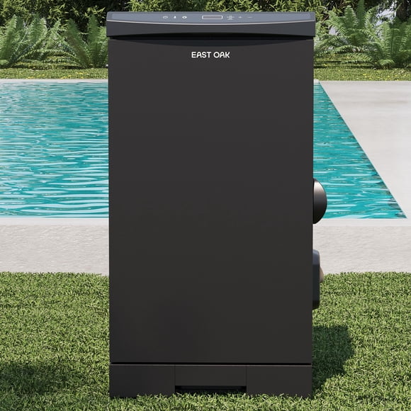 EAST OAK Fumoir Électrique de 30 Pouces, Fumoir Extérieur avec Chargeur Latéral Pratique pour Copeaux de Bois, 725 Pouces Carrés de Cuisson, Contrôle Numérique et 4 Grilles Amovibles pour Cuisine Extérieure, BBQ, Cour Arrière, Noir