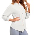 thumbnail image 1 of Yuyuzo Womens Shirts Long Sleeve Button down V Neck Solid Color Basic Fall Going out Tops for Women Blouse, 1 of 4