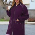 thumbnail image 2 of Breezora Manteau Long à Capuchon Résistant à l'Eau pour Femmes avec Détails Réfléchissants, devant à Boutons, Vêtement d'Extérieur de Protection contre la Pluie, Taille TTG, Violet, 2 of 8