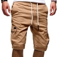 thumbnail image 1 of LSLJS Men's Sport Pure Color Bandage Casual Loose Sweatpants Drawstring Shorts Pant, 1 of 5