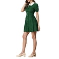 thumbnail image 4 of INSPIRE CHIC Robe à Lacets pour Femme à Boutons, Col Peter Pan Contrastant, TG, Vert, 4 of 6