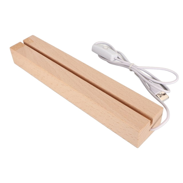 Crystal Wooden Lighted Base Stand, With Warm Light LED Bulbs, USB Interface, Rectangle Display Pedestal, Solid Wood Material for Crystal, Glass, Acrylic, Jewelry, Paperweights,