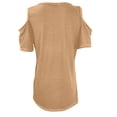 thumbnail image 5 of Off the Shoulder Shirts for Women Summer Short Sleeve Solid Color Tank Top Ladies Plus Size Beach Flowy Tees Blouse (Large, Khaki), 5 of 5