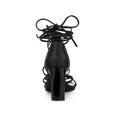thumbnail image 2 of BLISSFUL STEP Women's Lace Up Strappy Block High Heels Sandals Black 10, 2 of 7