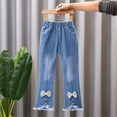 thumbnail image 2 of QIPOPIQ Girls Elastic Waist Slim Jeans,Ripped Fashion Simple Denim Pants 2-13 Years Clearance, 2 of 9