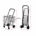 thumbnail image 2 of Costway Folding Shopping Cart Jumbo Basket Rolling Utility Trolley Adjustable Handle New, 2 of 10