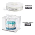 thumbnail image 3 of Unique Bargains Clear Cake Box, 2Pcs 10'x10'x10' - Tall Cake Boxes with Ribbon for 8 Inch Cake Packing Carry - for Birthday (White), 3 of 6