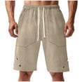 thumbnail image 2 of Amzcrzy Mens Shorts Cargo Shorts for Men Shorts for Men Man Solid-Color Casual Large-Pocket Button Drawstring Elastic-Waist Shorts Cargo Pants Half Shorts Pants Mens Cargo Shorts Mens Shorts Casual, 2 of 7