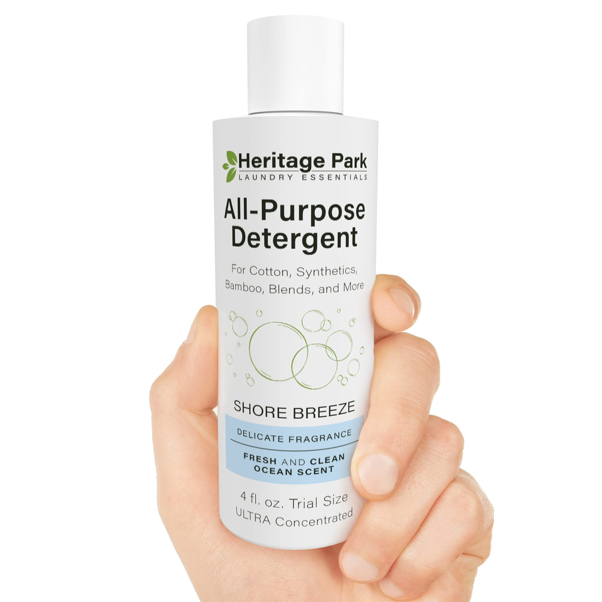 Heritage Park All-Purpose Shore Breeze, Lightly Scented, pH-Neutral Laundry Detergent - Stain-Fighting Enzymes, Ultra Concentrated (4 fl oz Trial Size)