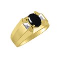 thumbnail image 3 of RYLOS Men's Rings 14K Yellow Gold Rings Classic Designer  9X7MM Oval Gemstone &  Diamond Ring Cabochon Onyx October Birthstone Ring Size 11, 3 of 7