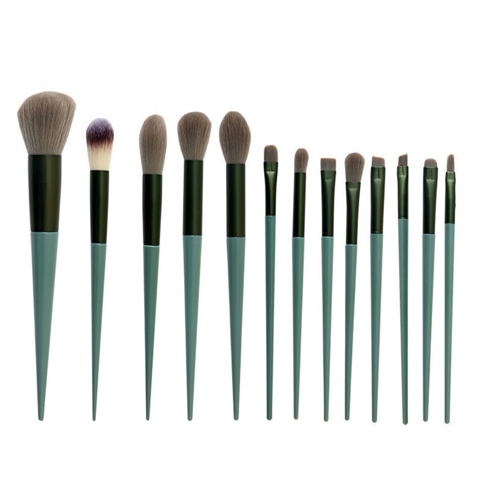 13PCS Green Makeup Brushes Set with Soft Hair & Wood Handle for Foundation Concealers Eye Shadows Eyebrow Eye Contour Cosmetic