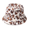 thumbnail image 1 of Chapeau de Pêcheur d'Hiver à Imprimé Léopard, Épais, Coupe-Vent, à Sangle Fixe, Résistant au Froid, Dessus Plat, Agencement de Couleurs, Ajustable, Chapeau d'Extérieur pour Femme, 1 of 10