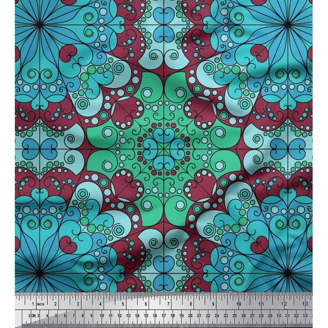 Soimoi Rayon Fabric Mandala Kaleidoscope Print Sewing Fabric Yard 56 Inch Wide