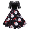thumbnail image 1 of Jsaierl Robes de Noël pour Femmes 2024 Élégantes Décontractées à Manches Courtes Robe en Dentelle Robe de Fête des Fêtes Cocktail Robe à Volants, 1 of 5