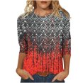 thumbnail image 1 of HKEJIAOI Hauts pour Femmes à Manches 3/4, Imprimé Floral, Col Ras du Cou, m, Blouse d'Été, 1 of 5