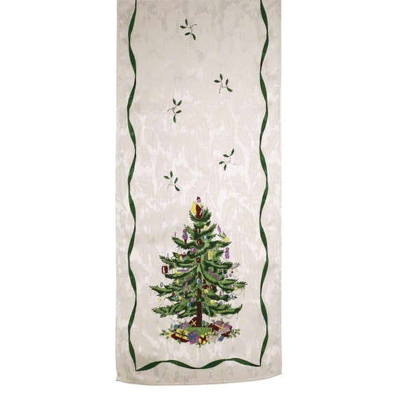 Spode - Chemin de Table, Accessoires de Cuisine Décoratifs, Déco des Fêtes pour la Maison (Collection de Sapin de Noël Spode, 14 Pouces x 108 Pouces)