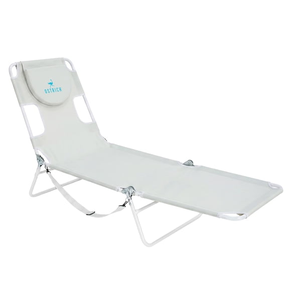 Ostrich la Chaise Longue de Plage Originale, Chaise Longue Extérieure Pliante et Inclinable, Blanc