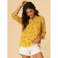 thumbnail image 2 of INSPIRE CHIC Blouse Fluide en Mousseline à Volants à Manches 3/4 à Imprimé Floral pour Femme, 2 of 5
