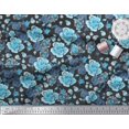 thumbnail image 3 of Soimoi Green polyester Crepe Fabric Leaves & Floral Decor Fabric Printed BTY 52 Inch Wide, 3 of 3