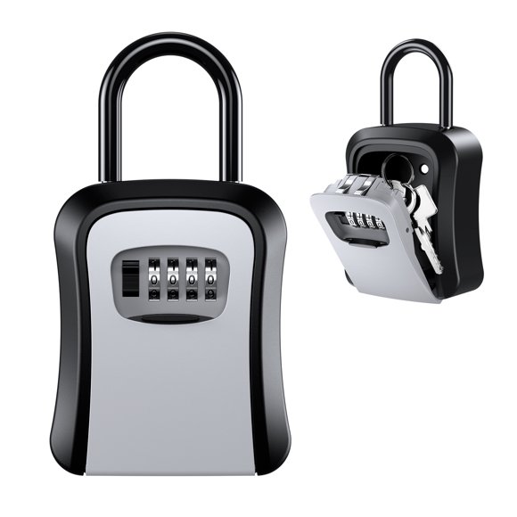 ORIA Key Lock Box, Wall Mounted Outdoor Waterproof Key Lock Box 4 Digit Combination Key Storage Box for Home Indoor Outdoor