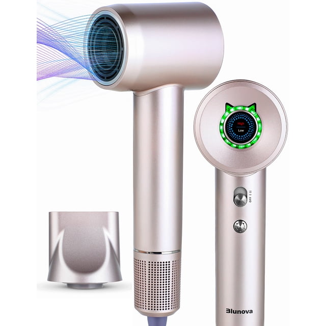 Blunova Hair Dryer, 110,000 RPM High-Speed Brushless Motor, Negative Ionic Blow Dryer with Magnetic Nozzle, Dries Hair Quickly & Reduces Frizz, Perfect for Gifts