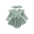 thumbnail image 1 of FOCUSNORM Tenue de Printemps pour Bébé Fille Nouveau-Né Robe à Manches Longues Col Rond avec Nœud et Bandeau Vêtements d'Automne pour Nourrisson, 1 of 9