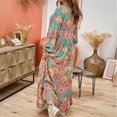 thumbnail image 2 of Pisexur Robe Longue pour Femmes Mode Casual Robe à Manches Longues Été V-Cou Vintage Imprimé Robe Longue en Vrac Robe, 2 of 6