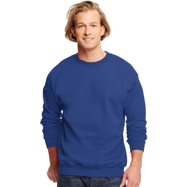 Hanes Ultimate Coton Chandail Molletonné à Col Rond pour Adulte, G, Bleu Royal Foncé
