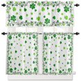 thumbnail image 1 of St. Patrick''s Day Kitchen Curtains and Valances Set, Green Shamrock Irish Clover Window Tiers Seasonal Spring Holiday Half/Short Curtains for Small Windows Cafe /Living Room/ Bedroom 54x24 in, 1 of 1