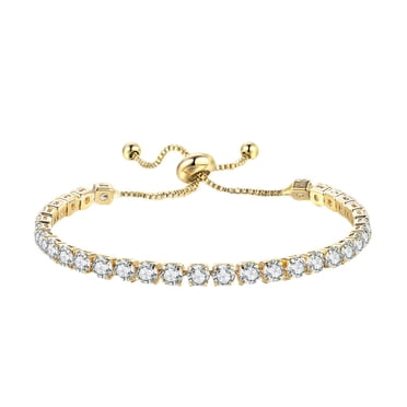 Riforla Bracelets de Tennis pour Femmes Classique Bracelet Coulissant Ajustable Argent Bijoux Mode Mariage Bijoux pour Femmes Or