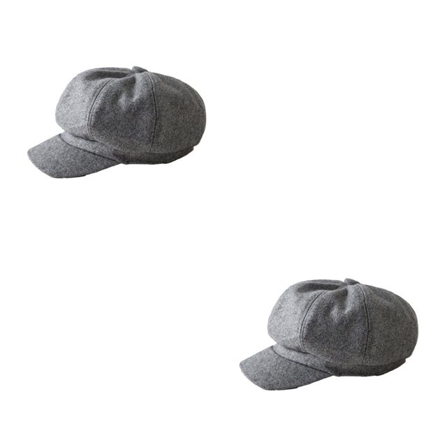 yingyy Peaked Caps Retro Fashion Breathable Woolen Octagonal Hats Beautiful Lines Easy Matching Sun for Visor Design Headgear Light Gray 2Set