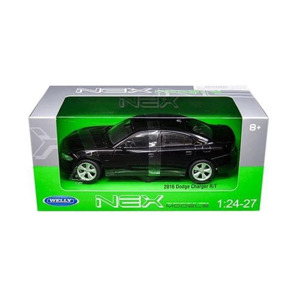 Welly 24079BK 2016 Dodge Charger Rubber with Tire 1 by 24 - 1 by 27 Diecast Model Car - Black