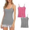 thumbnail image 1 of Timegard Camisoles 2 Pcs pour Femmes avec Soutien-Gorge Intégré Grande Taille Col Rond Respirantes Confortables Extensibles, 1 of 3