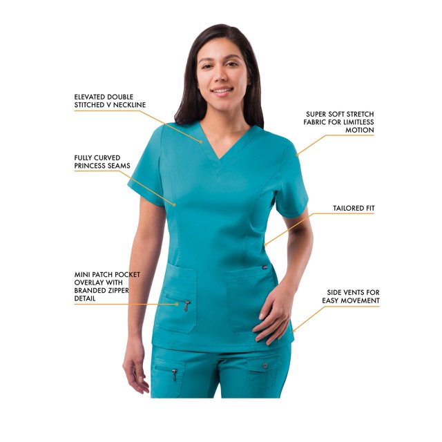 Adar Uniforms Women's Scrub Set - Enhanced V-Neck Top/Multi Pocket Pants