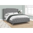 thumbnail image 1 of Monarch Specialties Bed, Queen Size, Platform, Bedroom, Frame, Upholstered, Linen Look, Metal Legs, Grey, Chrome, Transitional, 1 of 7