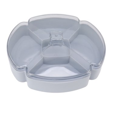 Snack Serving Tray Household Coffee Table Candy Plate Grid Round Fruit Plate 5 Section Dried Fruit Box Nut Plate Plastic Creative Thanksgiving Room Coffee Table Tray Home
