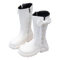 thumbnail image 4 of Curenmufel Riding Boots for Girls Girl's Rhinestone Round Toe Knee High Chunky Low Heel Boot Size 12 (White,Little Kids 12), 4 of 6