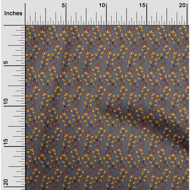 oneOone Polyester Lycra Fabric Leaves & Floral Block Print Sewing Fabric BTY 56 Inch Wide