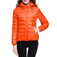 thumbnail image 1 of Packable down Jacket, Lightweight Hooded Puffer, White Duck down Coat Orange M , Coat, 1 of 5