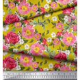 thumbnail image 3 of Soimoi Tissu en Velours Feuilles, Clématites & Roses Imprimé Floral 1 Yard 58 Pouces de Large, 3 of 3