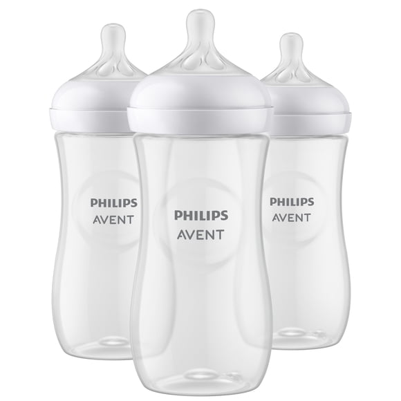 Philips Avent Natural Baby Bottle With Natural Response Nipple, Clear, 3x11oz Bottles, SCY906/03