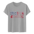 thumbnail image 4 of Hauts d'Été Grande Taille pour Femmes Hauts d'Été Tendance pour Femmes Imprimé de la Fête de l'Indépendance Vacances Manches Courtes Col Rond Décontracté Coupe Ample T-Shirts Graphiques Col en V T-Shirt Femme en Liquidation, 4 of 4