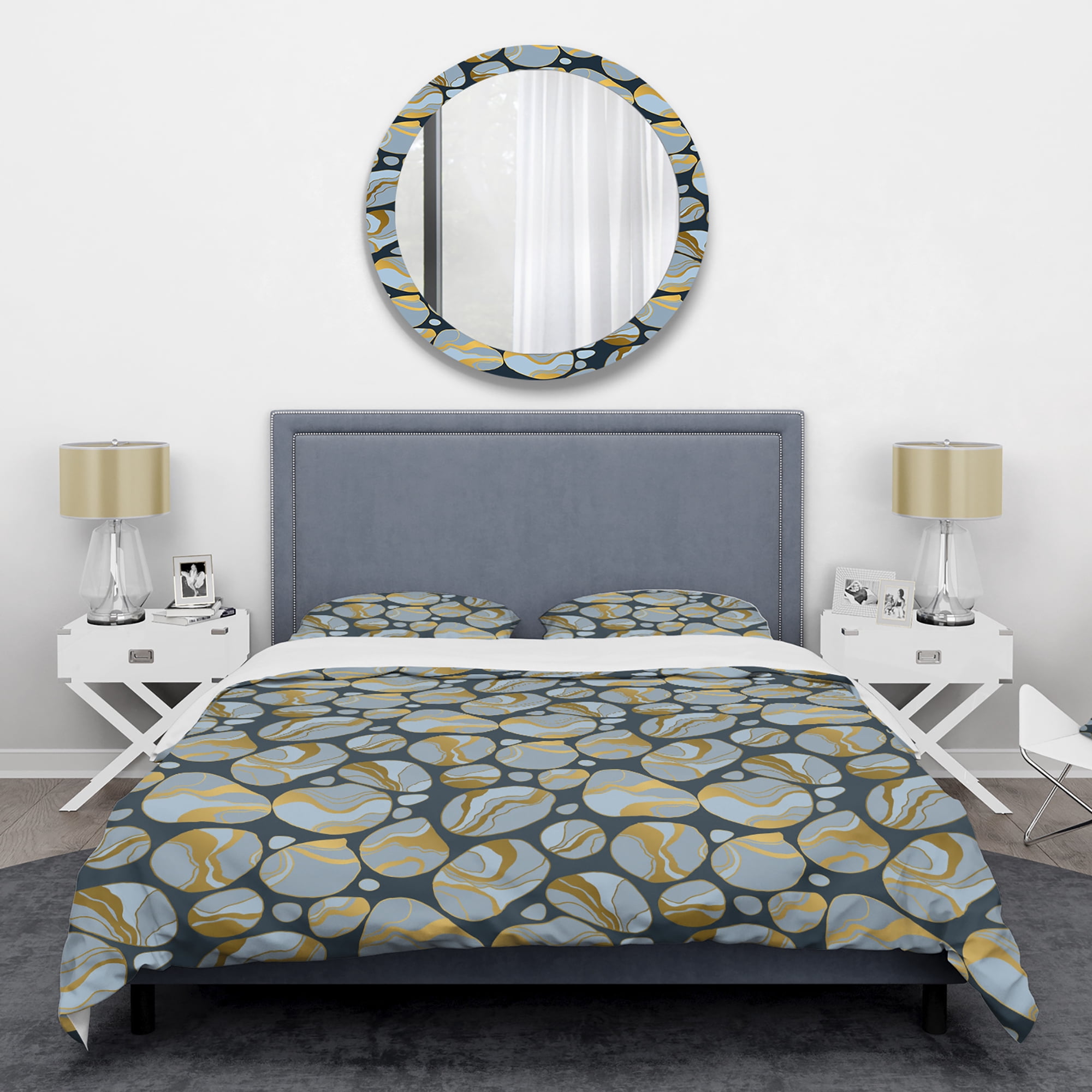 Designart 'Golden Marble Design IV' Mid-Century Duvet Cover Set