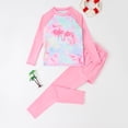 thumbnail image 4 of MIASHUI Kid Girls Two Piece Rash Guard Swimsuits Long Sleeves Shirt and Swim Trunks,Pink,9-10 Years, 4 of 5