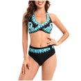 thumbnail image 2 of LSLJS Ladies Fashion Multicolor Gradient Color Flowers Print Lacing Women's Split Swimsuit, Bikini Sets for Women Gifts for Women, 2 of 8